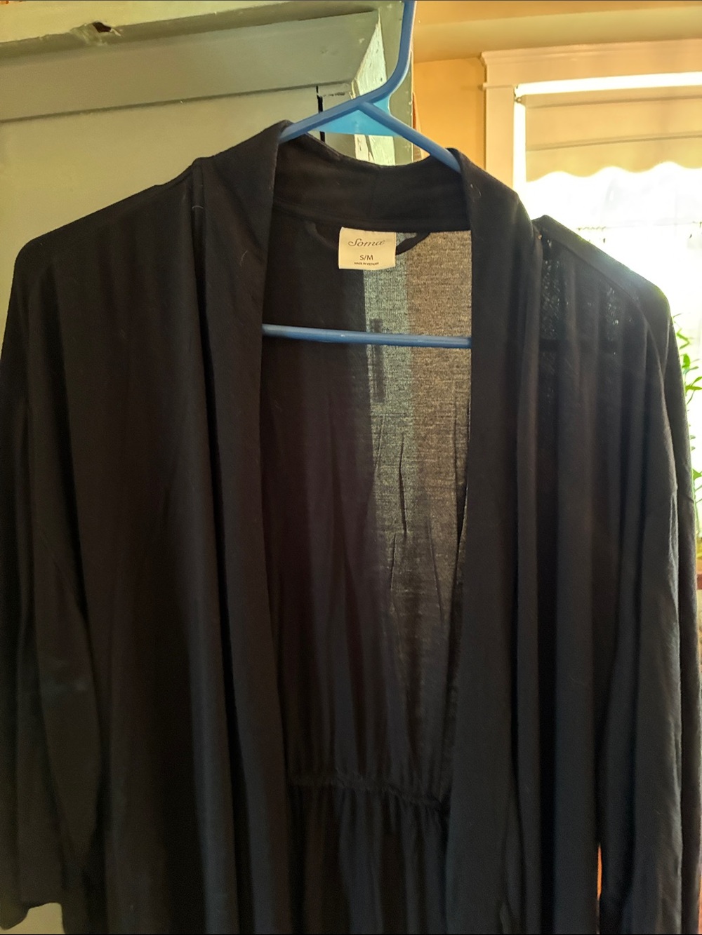 Soma M/L Black Open-Front Women's Robe